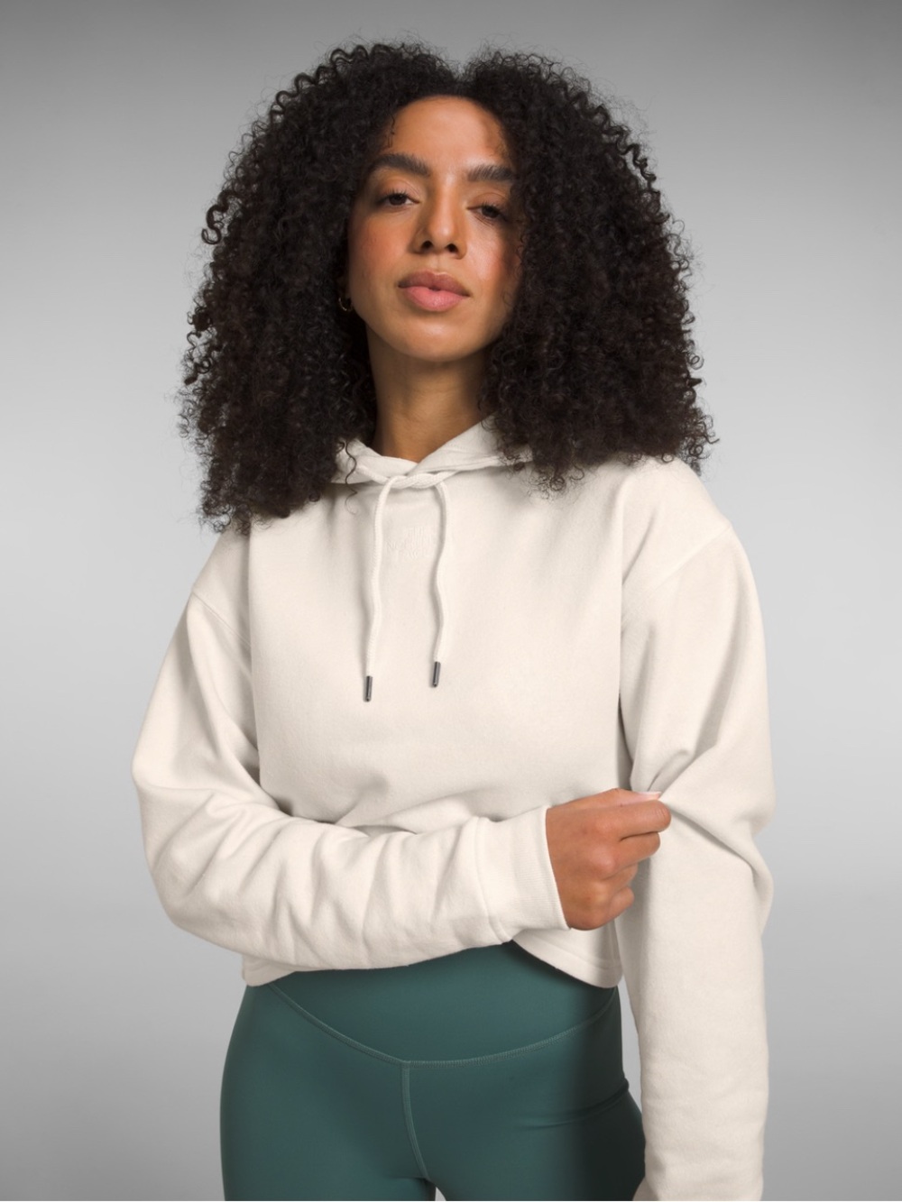 Women’s North Face Evolution Hi Lo Hoodie Cropped Cream Hoodie Pullover - M